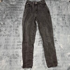 Vintage Gitano High Waisted Mom Jeans Black Acid Wash Tapered Tall Size 8 25x30